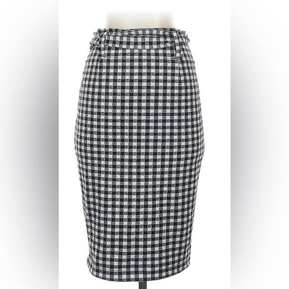 Anthropologie Black and White Gingham Pencil Skirt - Picture 4 of 6
